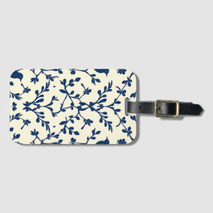 Étiquette À Bagage Classique silhouette de toile damassée d'oiseau bl