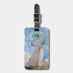 Étiquette À Bagage Claude Monet - Femme avec Parasol face à gauche