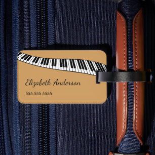 Étiquette À Bagage Clavier de piano moderne sur fond or, personnalisé