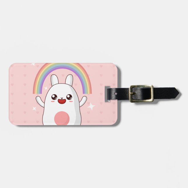 Étiquette À Bagage Clipart arc-en-ciel de Kawaii (Devant horizontal)