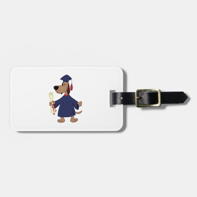 Étiquette À Bagage Clipart de graduation de chien (Devant horizontal)