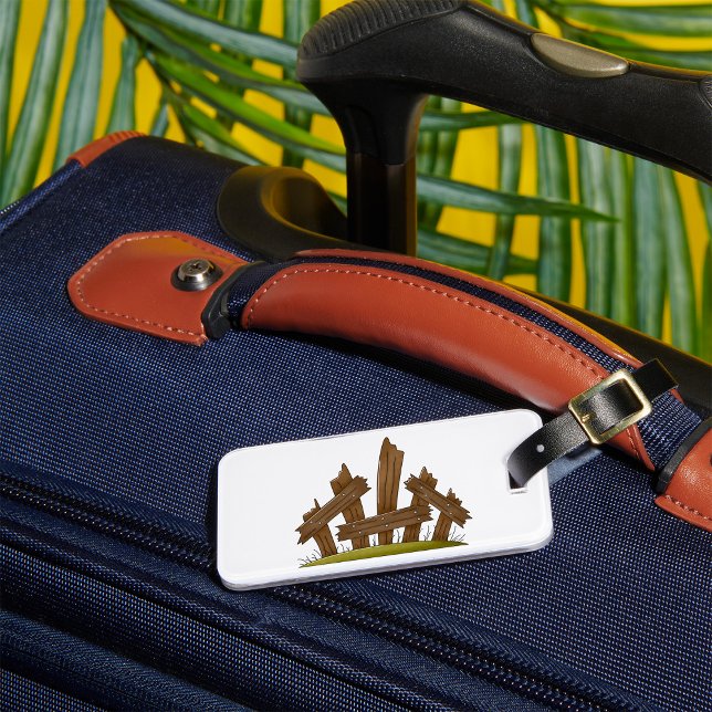 Étiquette À Bagage Clôture en bois cassée Ferme rustique (Créateur téléchargé)