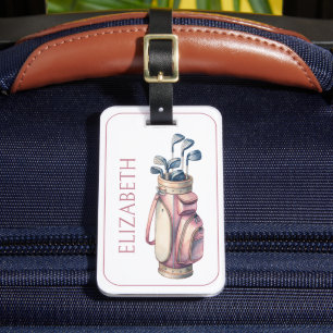 Étiquette À Bagage Club de golf vintage Rose Aquarelle Personnalisé
