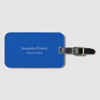 Étiquette À Bagage Cobalt Bleu Plaine Élégante Moderne Minimaliste