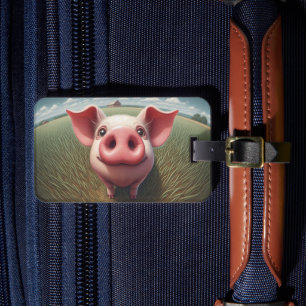 Étiquette À Bagage Cochon curieux avec étiquette de bagage personnali