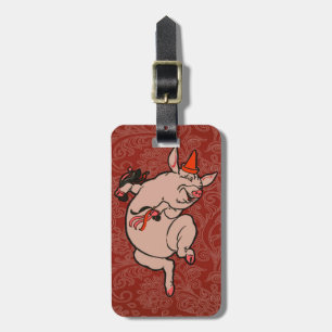 Étiquette À Bagage Cochon de danse antique Mignon Danseur