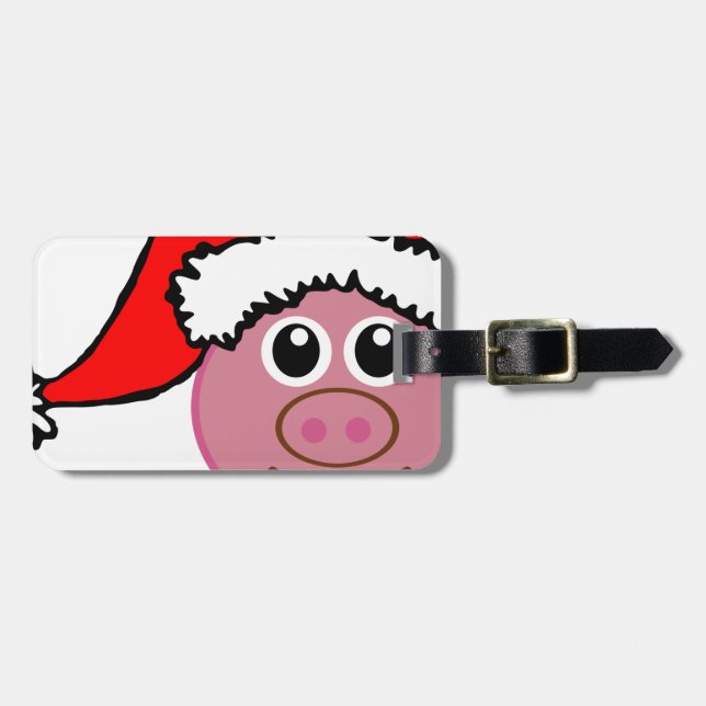 Étiquette À Bagage cochon de noël (Devant horizontal)
