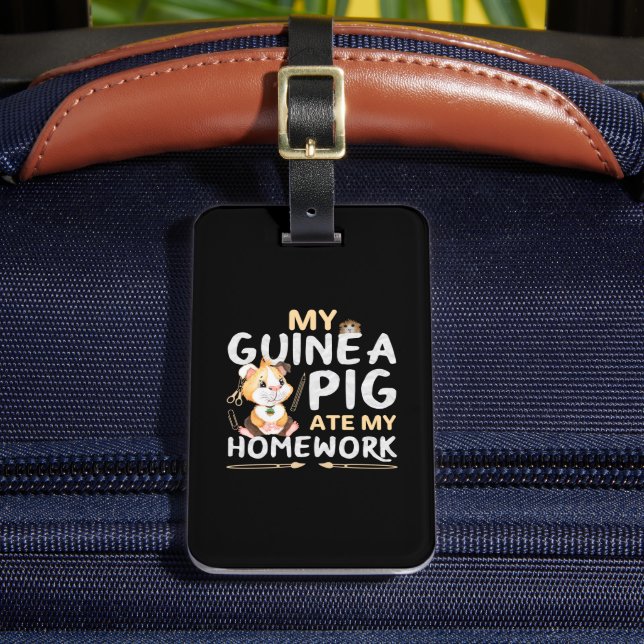 Étiquette À Bagage Cochon d'Inde Mignon a Mangé Mon Devoir (Insitu Rectoal 2)