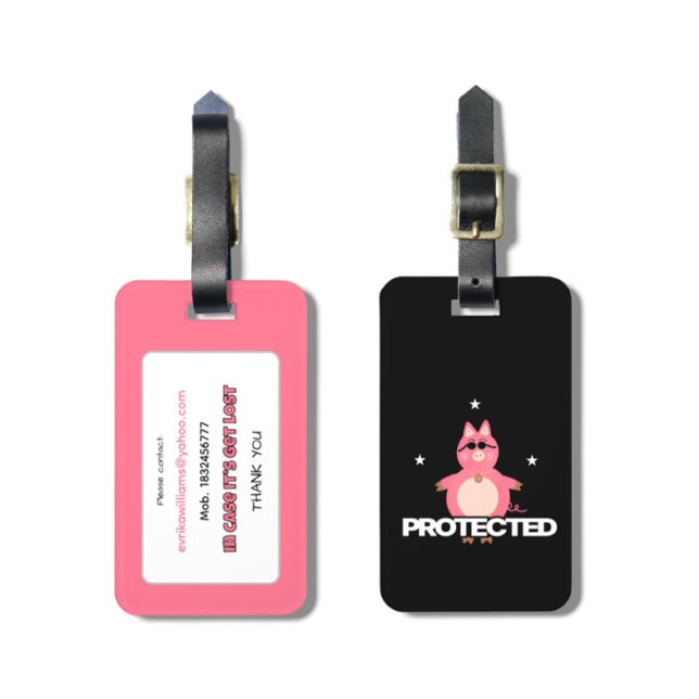 Étiquette À Bagage Cochon rose (Créateur téléchargé)