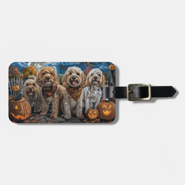 Étiquette À Bagage Cockapoo Halloween Épouvantable (Devant horizontal)