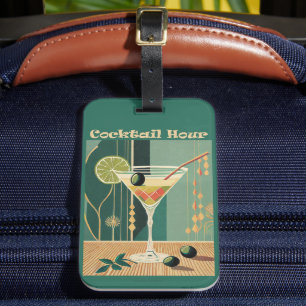 Étiquette À Bagage Cocktail de l'heure Moderne du milieu du siècle Ma