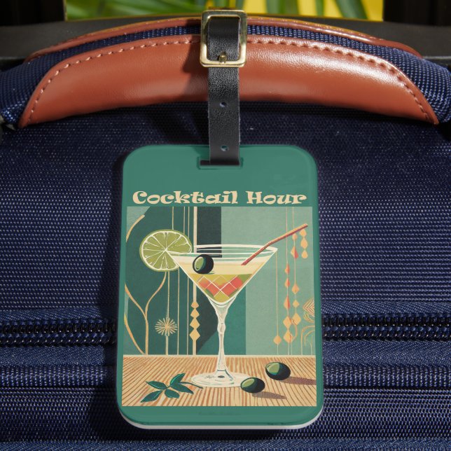 Étiquette À Bagage Cocktail de l'heure Moderne du milieu du siècle Ma (Insitu Rectoal 2)