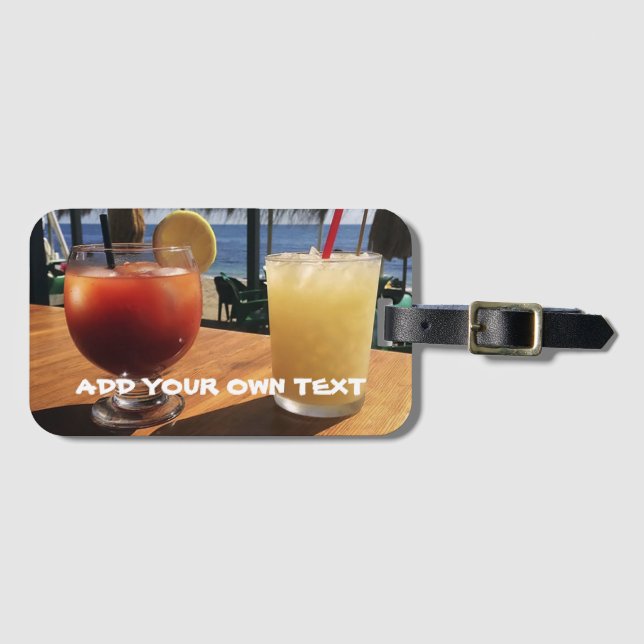 Étiquette À Bagage Cocktails by the Sea Custom Text (Devant Horizontal)