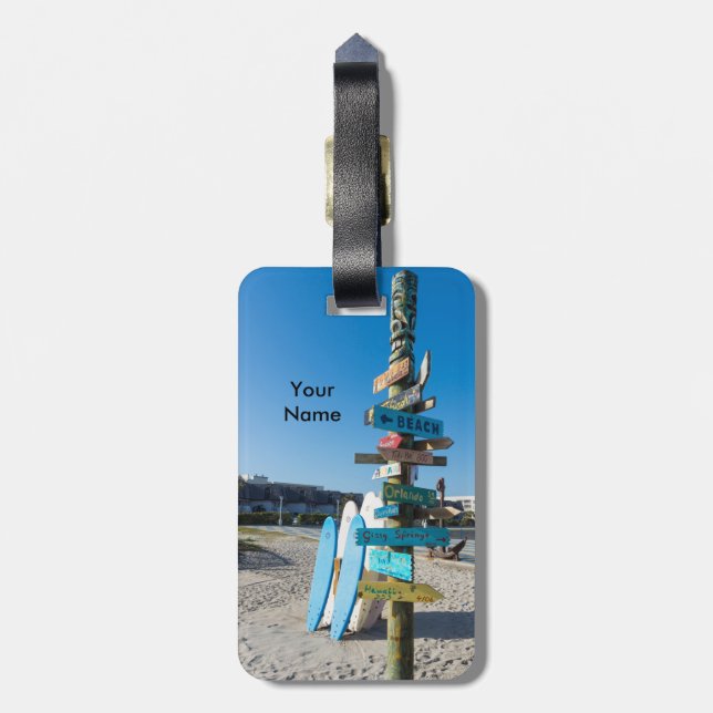 Étiquette À Bagage Cocoa Beach Totem Tiki (Dos Vertical)