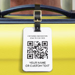 Étiquette À Bagage Code QR avec texte<br><div class="desc">Balise de bagage personnalisable avec code QR, L'idée est que le rechercheur d'un article de bagage peut scanner le code QR et facilement entrer en contact avec le propriétaire de la propriété en accédant à leurs informations en ligne par le code QR, donc personnalisez-le pour être unique pour votre prochain...</div>