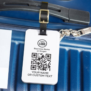 Étiquette À Bagage Code QR Avec Texte Et Logo