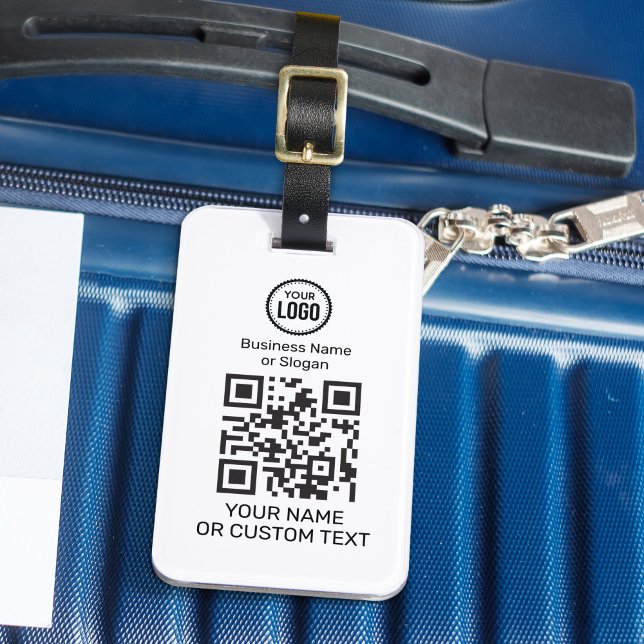 Étiquette À Bagage Code QR Avec Texte Et Logo (Créateur téléchargé)