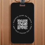 Étiquette À Bagage Code QR | Black Business Website Design Moderne<br><div class="desc">Un simple code QR noir bagage tag modèle dans un style minimaliste moderne qui peut être facilement mis à jour avec votre code QR,  nom d'entreprise ou site Web et texte personnalisé,  par exemple... </div>