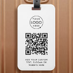 Étiquette À Bagage Code QR | Business Logo Professionnel Simple Blanc<br><div class="desc">Un simple code QR d'entreprise blanche bagage modèle dans un style moderne minimaliste qui peut être facilement mis à jour avec le logo de votre entreprise,  le code QR et le texte personnalisé,  par exemple,  scannez-moi vers...  #QRcode #logo #luggagetag #business</div>