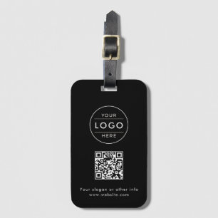 Étiquette À Bagage Code QR de logo d'entreprise noir personnalisé