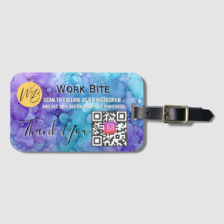 Étiquette À Bagage Code QR de réduction Instagram aquarelle Merci