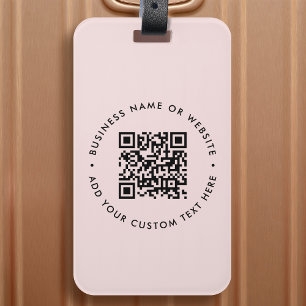 Étiquette À Bagage Code QR Entreprise moderne Blush Rose Feminine