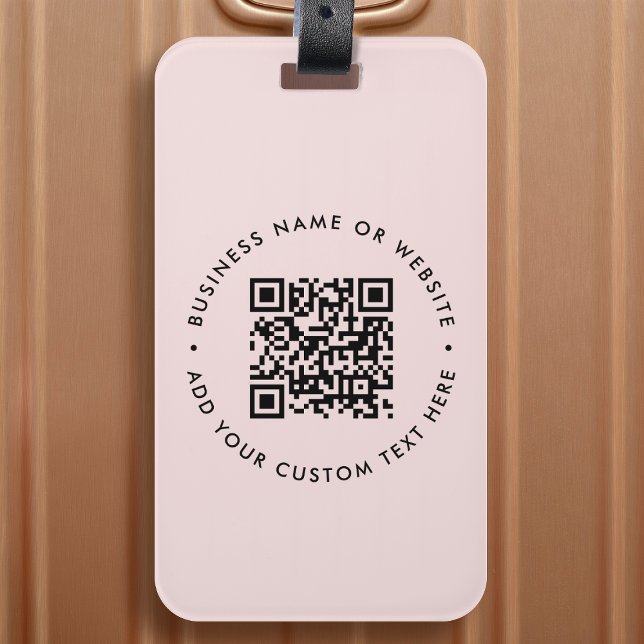 Étiquette À Bagage Code QR | Entreprise moderne Blush Rose Feminine (Interactive editable QR code luggage tags to promote your business, products or services.)