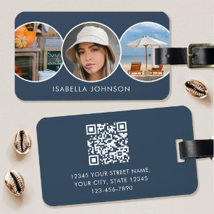 Étiquette À Bagage Code QR minimaliste moderne photo personnalisée bl
