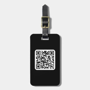 Étiquette À Bagage Code QR moderne éditable Noir Blanc ou Toute Cou