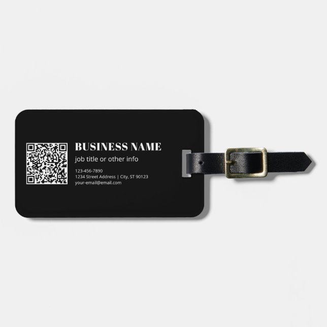 Étiquette À Bagage Code QR personnalisé & Texte rétro-moderne modifia (Devant horizontal)