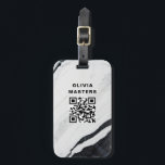 Étiquette À Bagage Code QR personnalisé Voyage en marbre noir<br><div class="desc">Balise de bagage de voyage en marbre noir personnalisée QR Code</div>