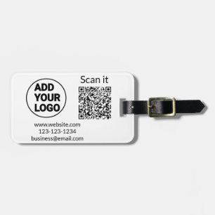Étiquette À Bagage Code QR simple minimaliste ajouter un logo scanner