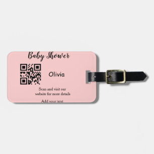 Étiquette À Bagage Code QR simple pour baby shower avec nom et texte