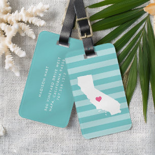 Étiquette À Bagage Coeur californien   État d'origine