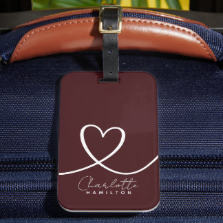 Étiquette À Bagage Coeur d'Amour Moderne Coeur Personnalisé Aiguille