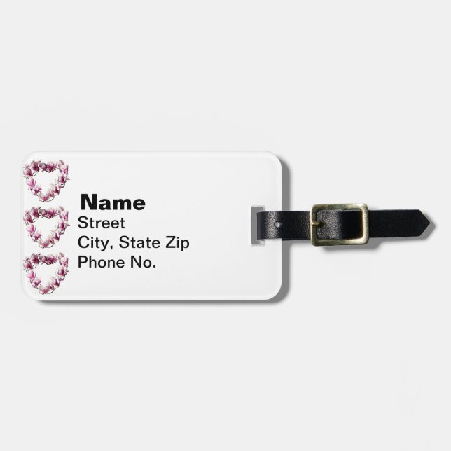 Étiquette À Bagage Cœur de Magnolia (Devant horizontal)