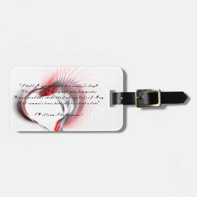 Étiquette À Bagage Coeur métallique avec sonnet de Shakespeare 18 (Devant horizontal)
