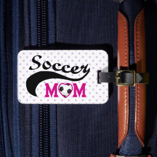 Étiquette À Bagage Coeur rose O Maman de football