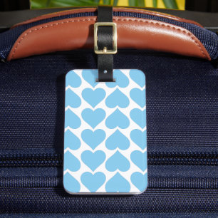Étiquette À Bagage Coeurs Bleus Motif, Romantique, Amour