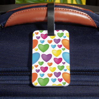 Étiquette À Bagage Coeurs colorés