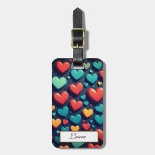 Étiquette À Bagage Cœurs colorés, art de la Saint-Valentin