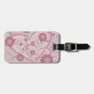 Étiquette À Bagage Coeurs et fleurs Abstraits roses Aimer l'art fract