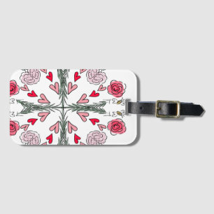 Étiquette À Bagage Cœurs Mignons Abeilles Roses Floral Romantique Gri