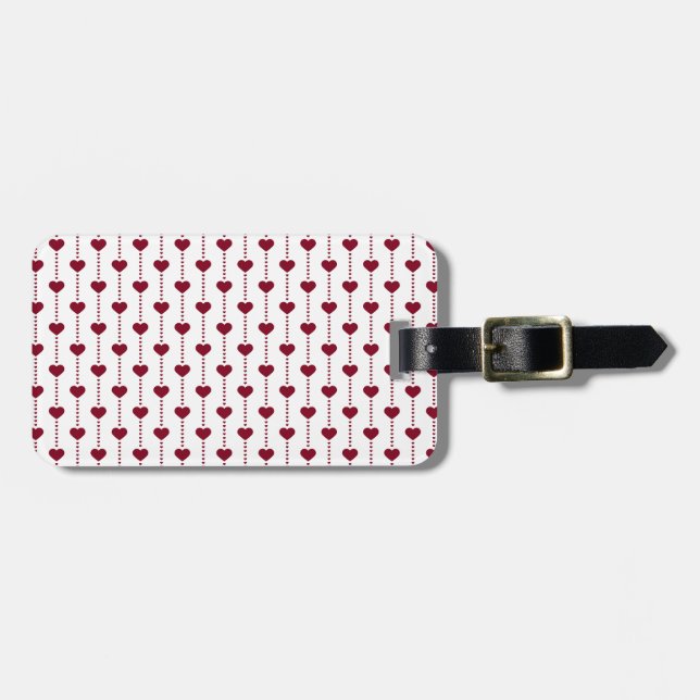Étiquette À Bagage Coeurs motifs/rouges (Devant horizontal)