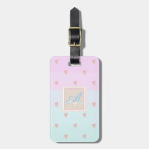 Étiquette À Bagage Cœurs, rayé ombre Monogramme-personnalisé