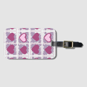 Étiquette À Bagage Cœurs roses et carrés Amour Xoxo
