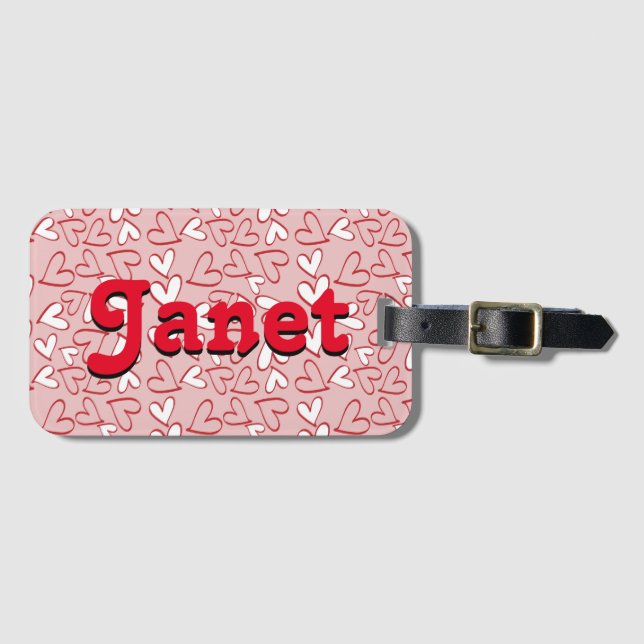 Étiquette À Bagage Coeurs rouges personnalisés (Devant Horizontal)
