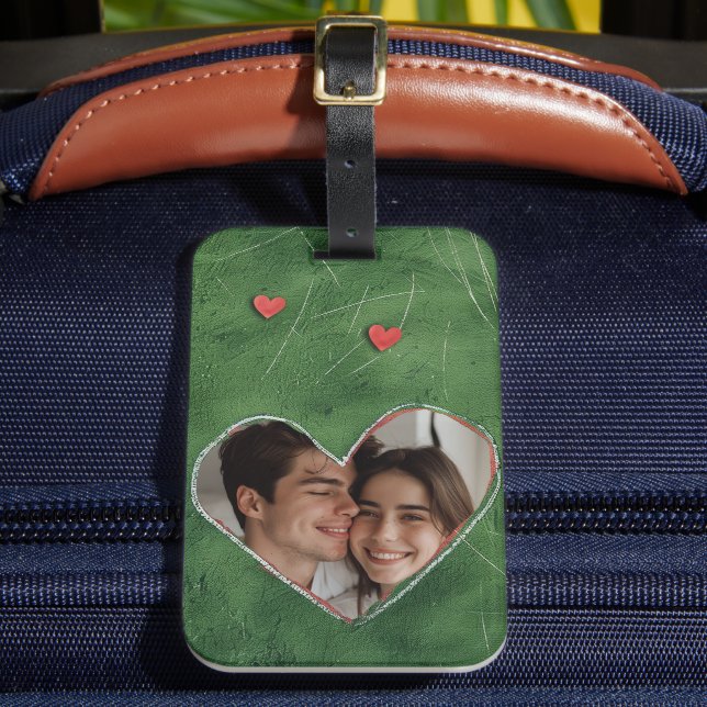 Étiquette À Bagage Coeurs rouges sur l'herbe verte (Insitu Rectoal 2)