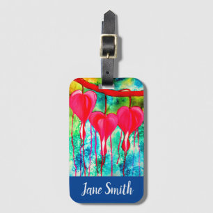 Étiquette À Bagage Coeurs saignants fleurs art