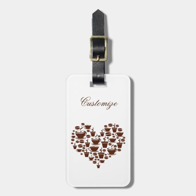 Étiquette À Bagage Coffee Lover Heart Thunder_Cove (Devant Vertical)